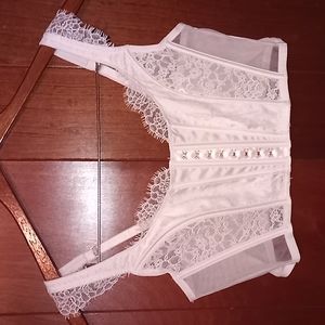 Victoria Secret White Lace Dream Angels Corset Bra Size Large